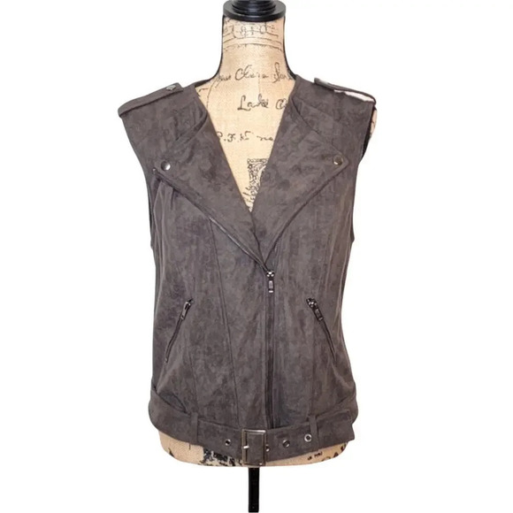 ASTR Women's Regular Suede Moto Jacket Vest Size Medium Gun Metal Gray - Picture 1 of 16